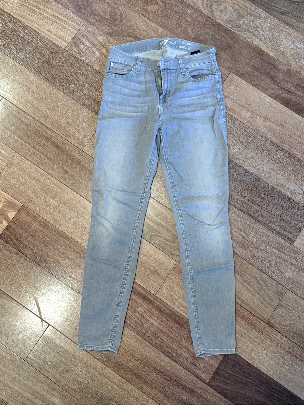 7 For All Mankind Light Grey Skinny Jeans